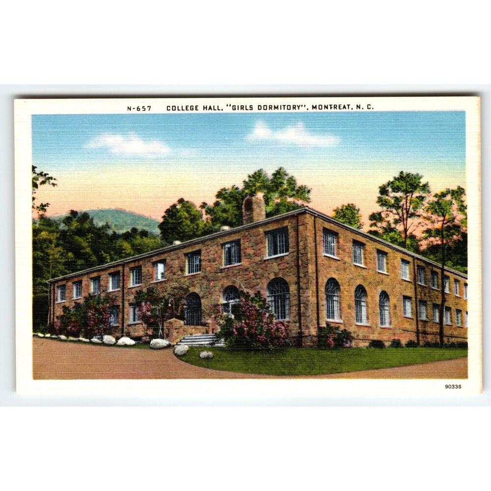 College Hall Girls Dormitory School Montreat North Carolina Linen Postcard